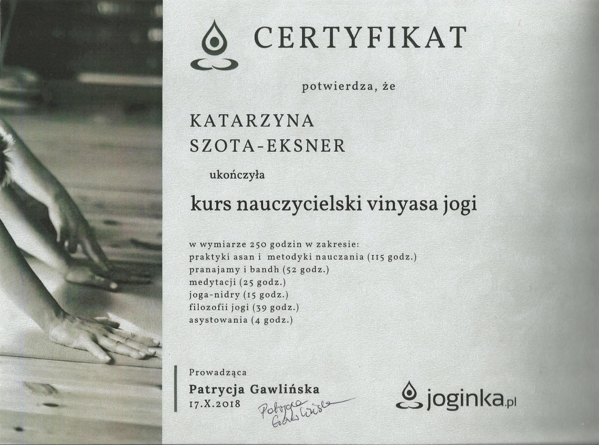 Kurs nauczycielski jogi 250h