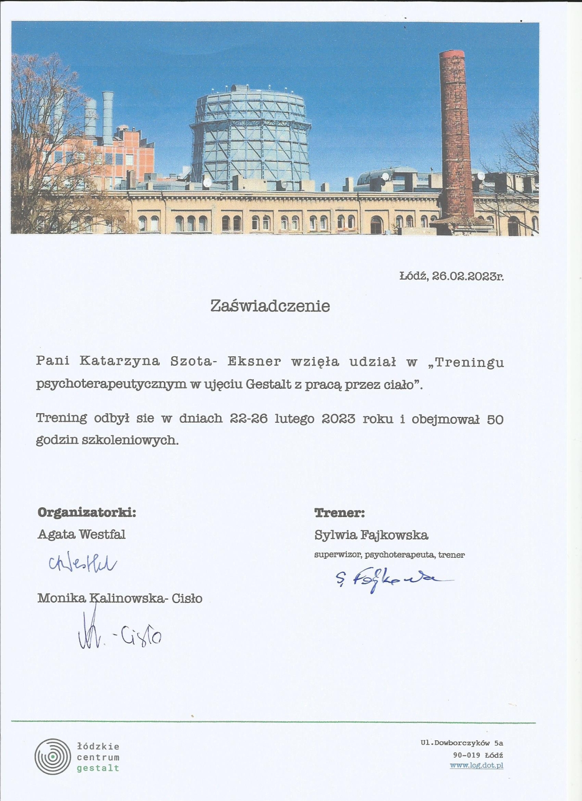 Trening terapeutyczny przez ciało 50h